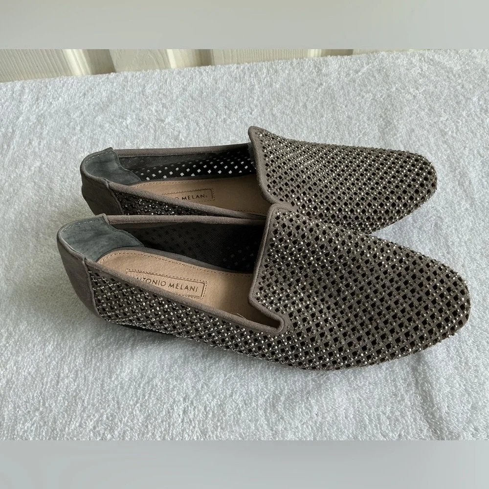 ANTONIO MELANI Black Studded Loafers shoes size 6